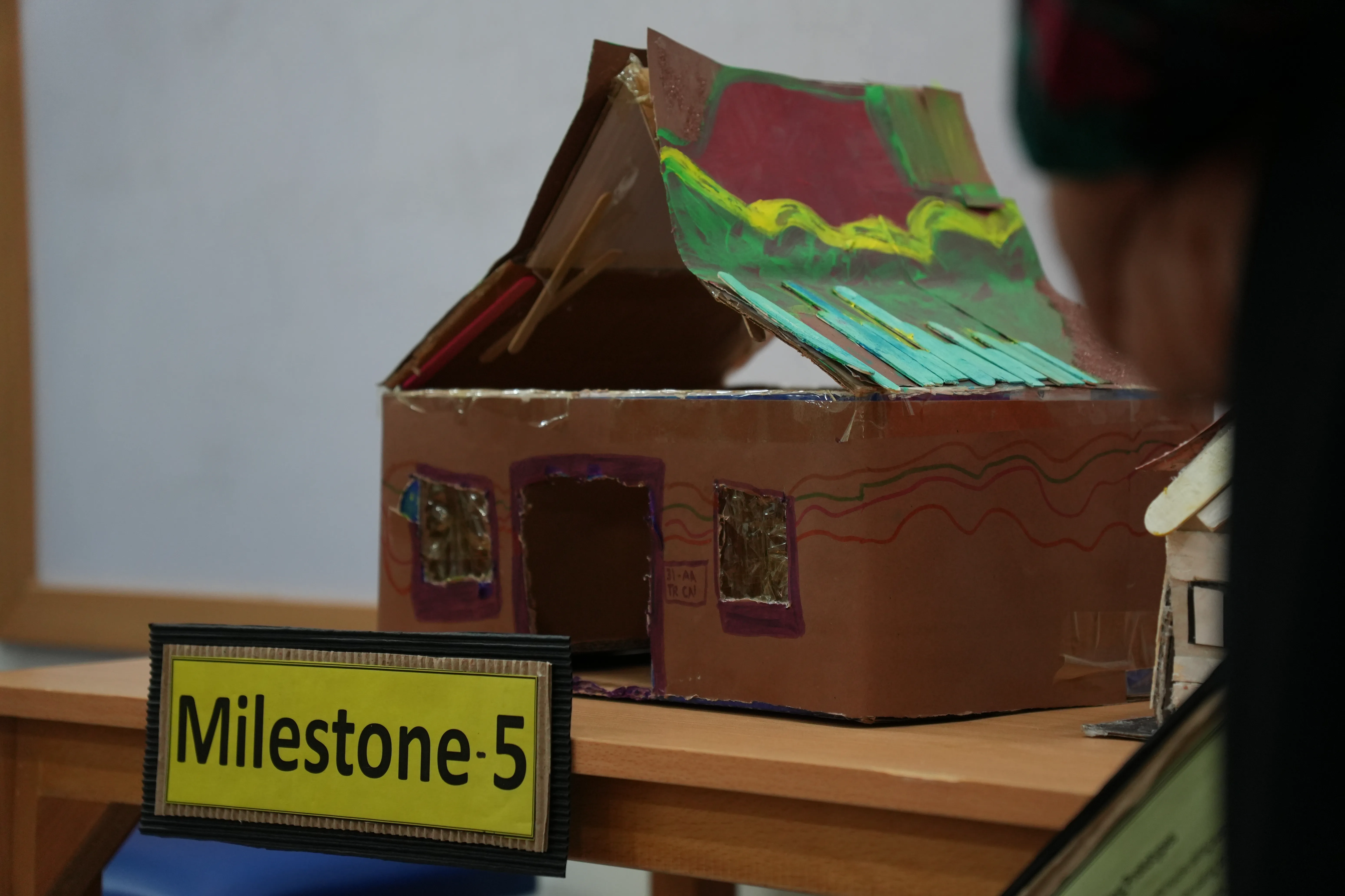 A student-made project model displayed during a learning exhibition